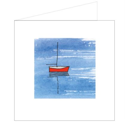 All at Sea Red Boat Greetings Card