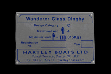 Hartley Boats Wanderer Builder Plaque