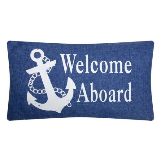 Nauticalia Denim Style Cushion - Welcome Aboard